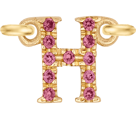 Yellow Gold, Pink Sapphire Letter - Roxanne First