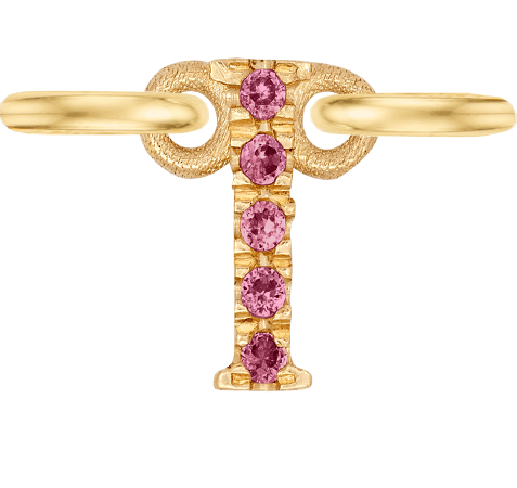 Yellow Gold, Pink Sapphire Letter - Roxanne First