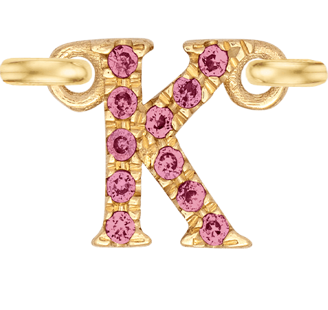 Yellow Gold, Pink Sapphire Letter - Roxanne First