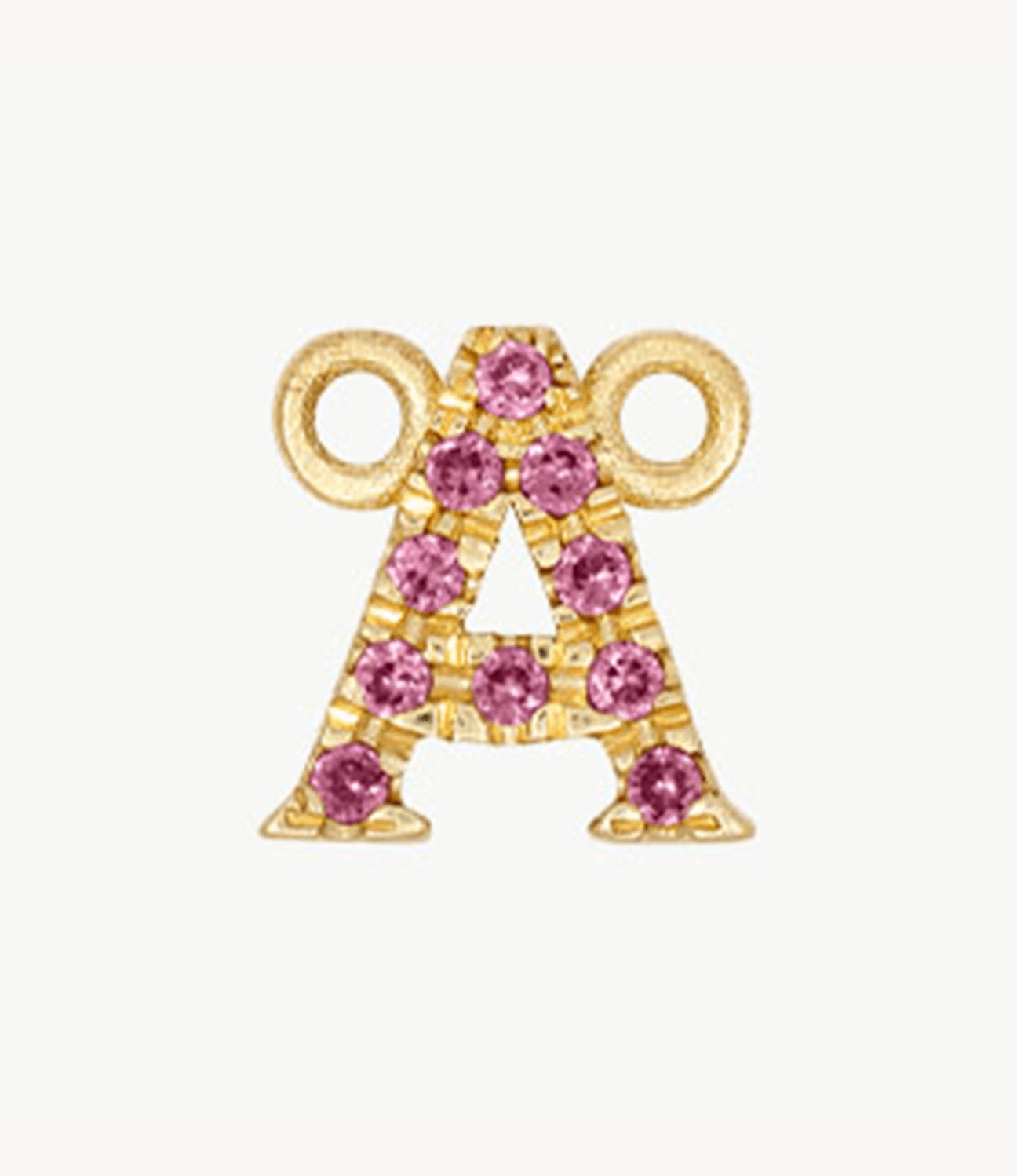 Yellow Gold, Pink Sapphire Letter - Roxanne First