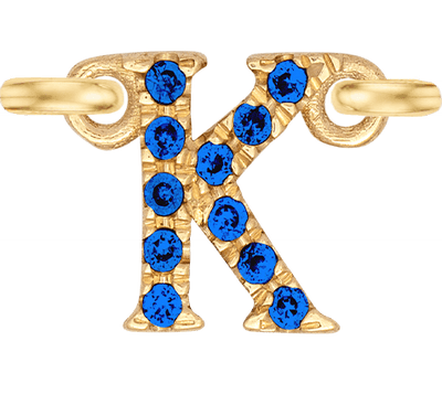 Yellow Gold, Blue Sapphire Letter - Roxanne First