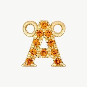 Yellow Gold, Orange Sapphire Letter - Roxanne First