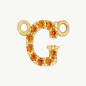 Yellow Gold, Orange Sapphire Letter - Roxanne First