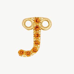 Yellow Gold, Orange Sapphire Letter - Roxanne First