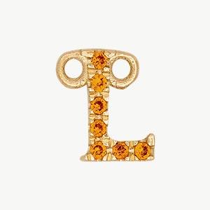 Yellow Gold, Orange Sapphire Letter - Roxanne First