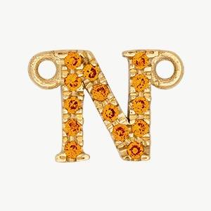 Yellow Gold, Orange Sapphire Letter - Roxanne First