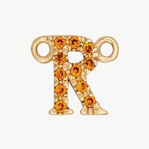 Yellow Gold, Orange Sapphire Letter - Roxanne First
