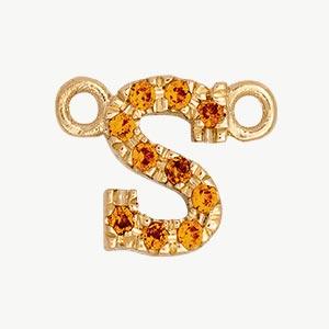 Yellow Gold, Orange Sapphire Letter - Roxanne First