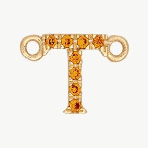 Yellow Gold, Orange Sapphire Letter - Roxanne First