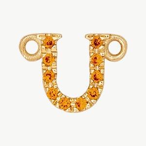 Yellow Gold, Orange Sapphire Letter - Roxanne First