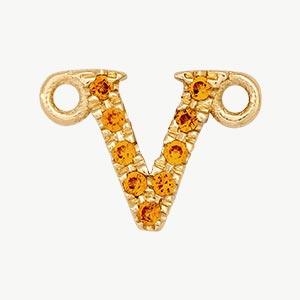 Yellow Gold, Orange Sapphire Letter - Roxanne First