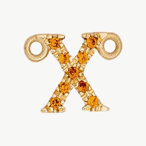 Yellow Gold, Orange Sapphire Letter