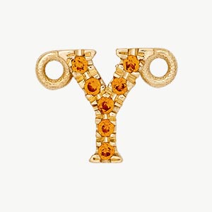 Yellow Gold, Orange Sapphire Letter