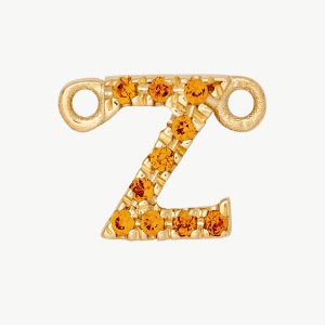 Yellow Gold, Orange Sapphire Letter