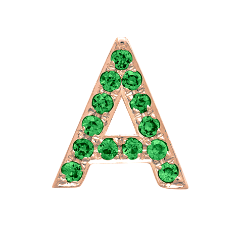 Rose Gold, Green Garnet Letter Bead - Roxanne First