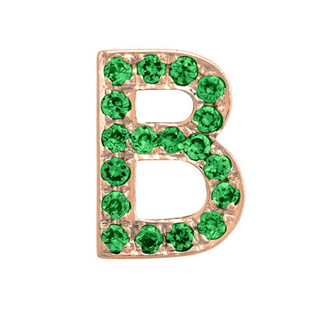 Rose Gold, Green Garnet Letter Bead - Roxanne First