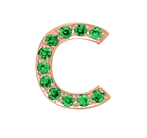 Rose Gold, Green Garnet Letter Bead - Roxanne First