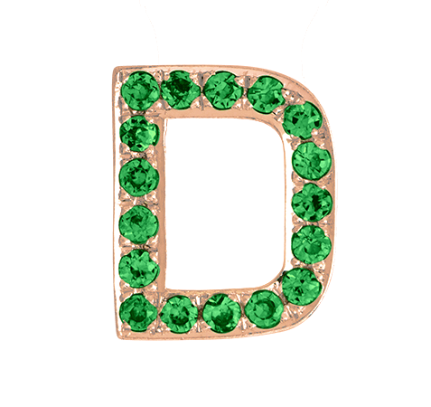 Rose Gold, Green Garnet Letter Bead - Roxanne First