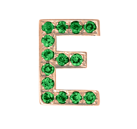 Rose Gold, Green Garnet Letter Bead - Roxanne First