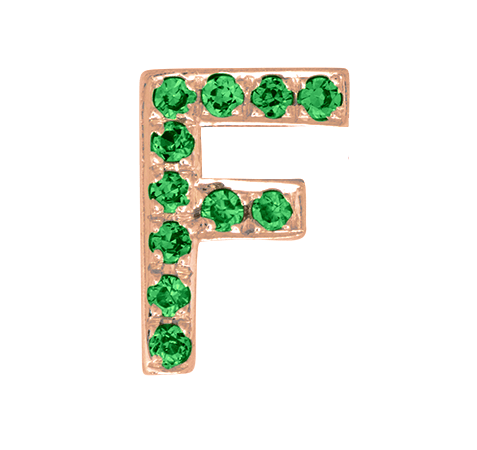 Rose Gold, Green Garnet Letter Bead - Roxanne First