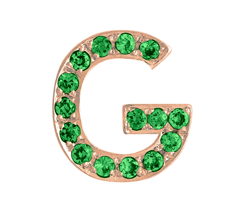 Rose Gold, Green Garnet Letter Bead - Roxanne First