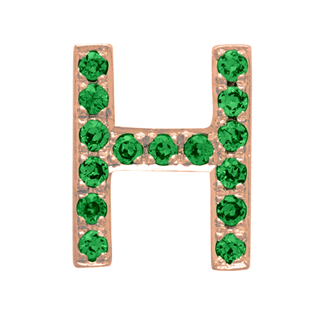 Rose Gold, Green Garnet Letter Bead - Roxanne First