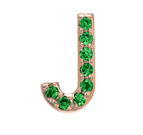 Rose Gold, Green Garnet Letter Bead - Roxanne First