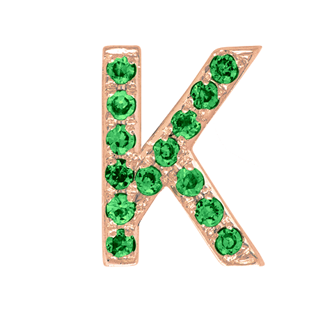 Rose Gold, Green Garnet Letter Bead - Roxanne First