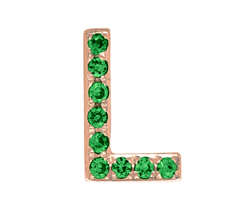 Rose Gold, Green Garnet Letter Bead - Roxanne First