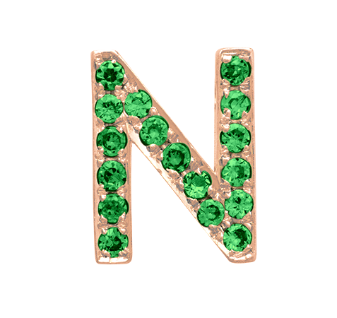 Rose Gold, Green Garnet Letter Bead - Roxanne First