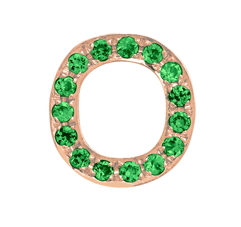 Rose Gold, Green Garnet Letter Bead - Roxanne First