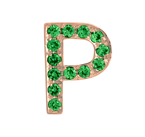 Rose Gold, Green Garnet Letter Bead - Roxanne First