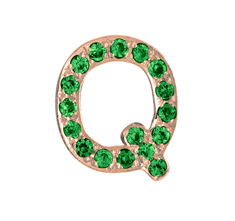 Rose Gold, Green Garnet Letter Bead - Roxanne First