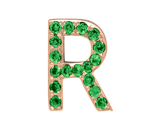 Rose Gold, Green Garnet Letter Bead - Roxanne First