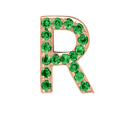 Rose Gold, Green Garnet Letter Bead - Roxanne First