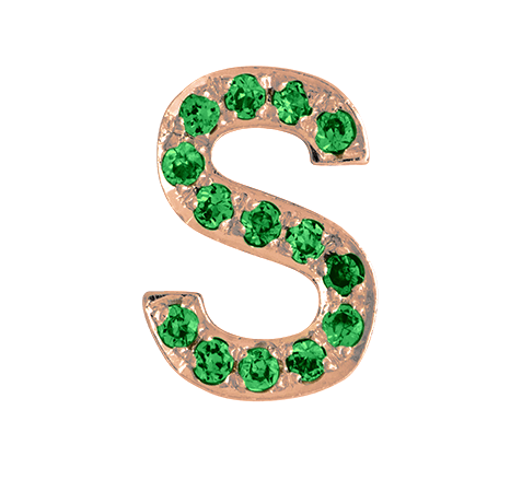 Rose Gold, Green Garnet Letter Bead - Roxanne First