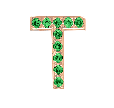 Rose Gold, Green Garnet Letter Bead - Roxanne First