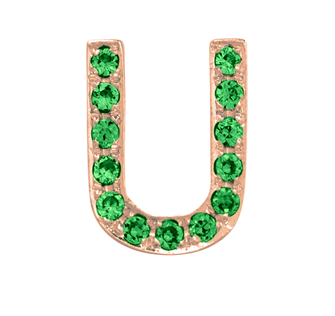 Rose Gold, Green Garnet Letter Bead - Roxanne First