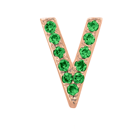 Rose Gold, Green Garnet Letter Bead - Roxanne First