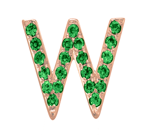 Rose Gold, Green Garnet Letter Bead - Roxanne First