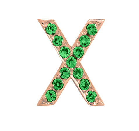 Rose Gold, Green Garnet Letter Bead - Roxanne First