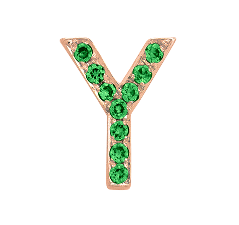 Rose Gold, Green Garnet Letter Bead - Roxanne First