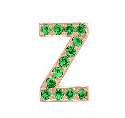 Rose Gold, Green Garnet Letter Bead - Roxanne First