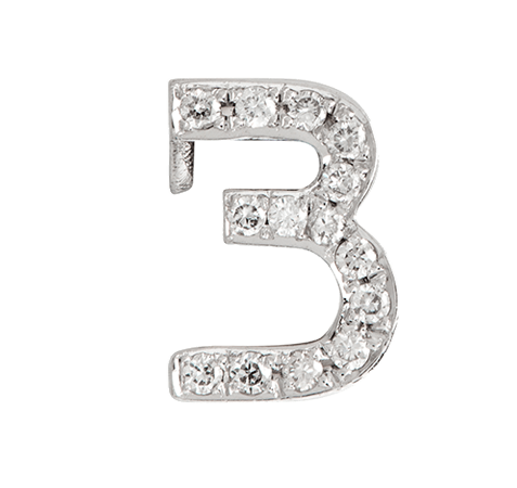 White Gold, White Diamond Number Bead - Roxanne First