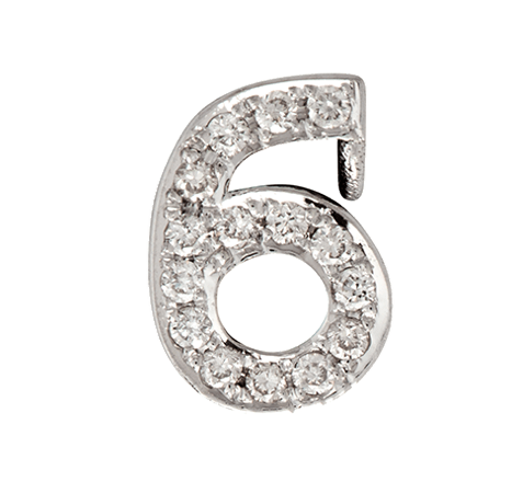 White Gold, White Diamond Number Bead - Roxanne First