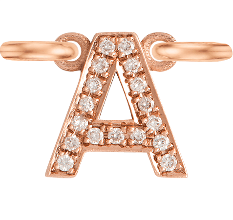 Rose Gold, White Diamond Letter - Roxanne First