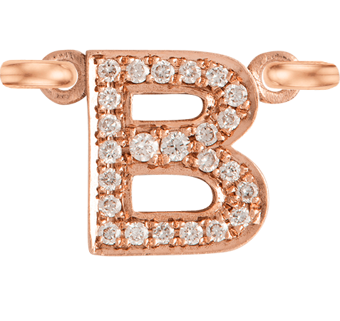 Rose Gold, White Diamond Letter - Roxanne First