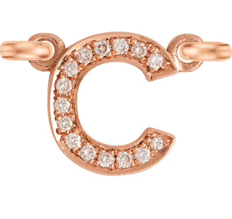 Rose Gold, White Diamond Letter - Roxanne First