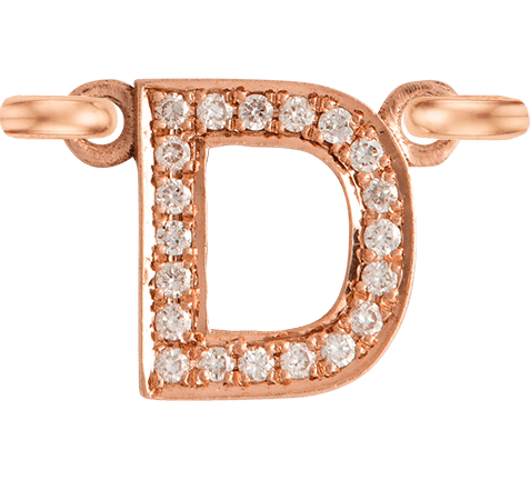 Rose Gold, White Diamond Letter - Roxanne First