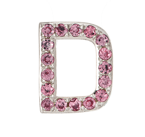 White Gold, Pink Sapphire Letter Bead - Roxanne First